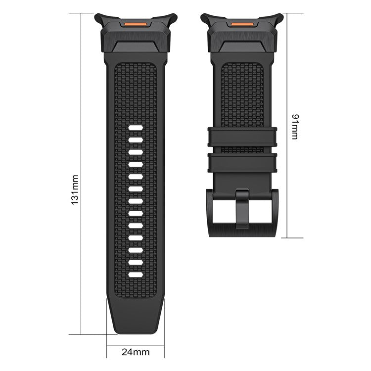 LEMONDA For Samsung Galaxy Watch Ultra 47mm Band Rubber Breathable Watch Strap - Starlight / Black Connector