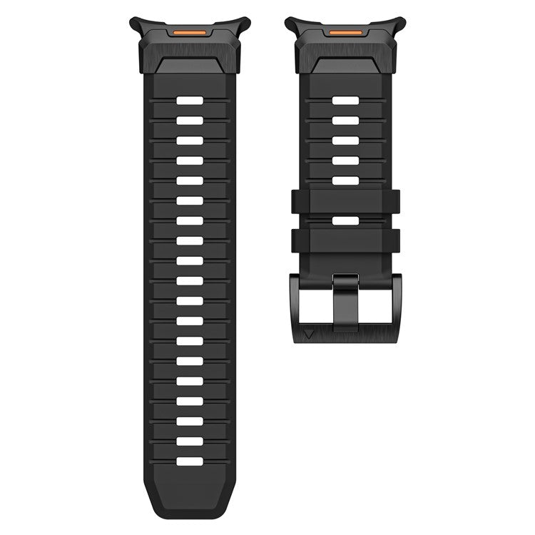 LEMONDA For Samsung Galaxy Watch Ultra 47mm Fluorubber Strap Sweatproof Sport Watch Band - Black / Black Connector