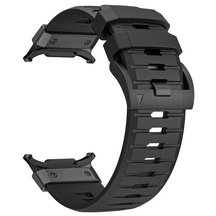 LEMONDA For Samsung Galaxy Watch Ultra 47mm Fluorubber Strap Sweatproof Sport Watch Band - Black / Black Connector