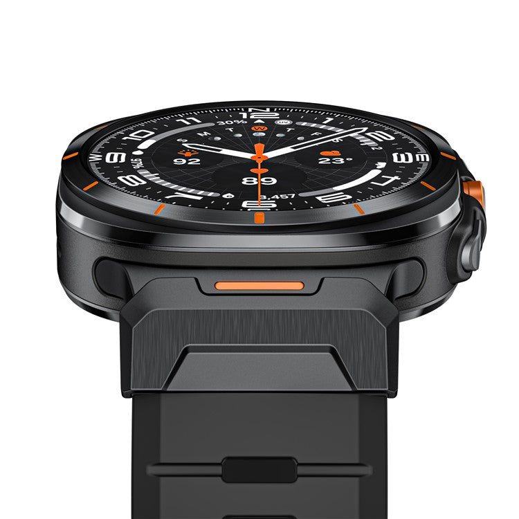 LEMONDA For Samsung Galaxy Watch Ultra 47mm Fluorubber Strap Sweatproof Sport Watch Band - Black / Black Connector