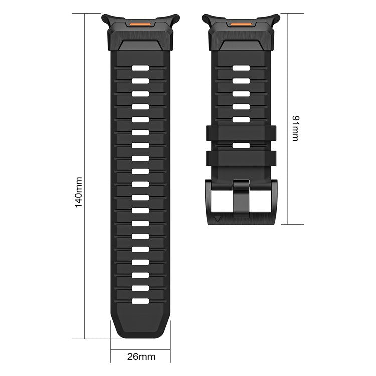 LEMONDA For Samsung Galaxy Watch Ultra 47mm Fluorubber Strap Sweatproof Sport Watch Band - Black / Black Connector