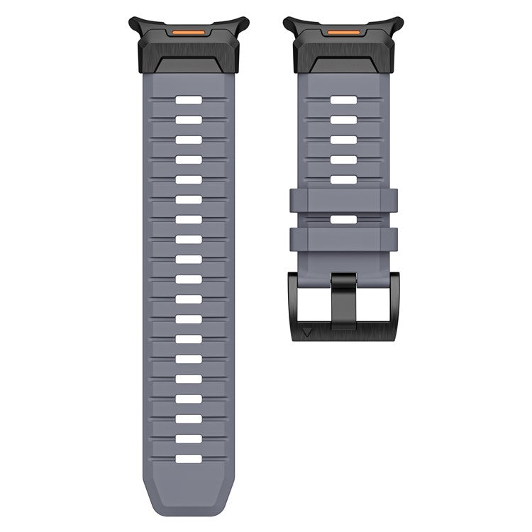 LEMONDA For Samsung Galaxy Watch Ultra 47mm Fluorubber Strap Sweatproof Sport Watch Band - Grey / Black Connector