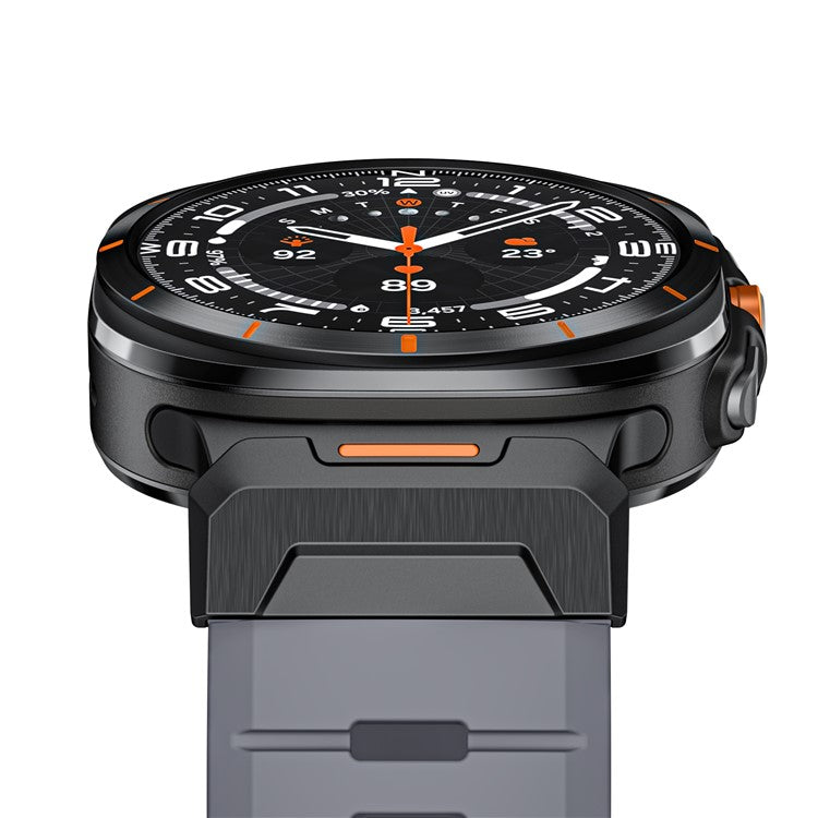 LEMONDA For Samsung Galaxy Watch Ultra 47mm Fluorubber Strap Sweatproof Sport Watch Band - Grey / Black Connector