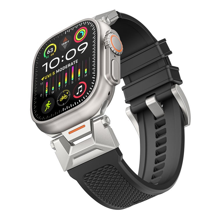 LEMONDA Watch Strap For Apple Watch Series 10 Ultra 9 8 7 SE 6 5 4 3 2 1 46mm 49mm 45mm 44mm 42mm Soft Rubber Sport Band - Black