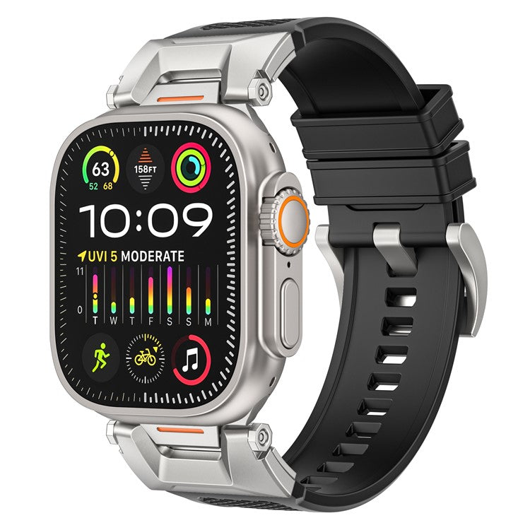 LEMONDA Watch Strap For Apple Watch Series 10 Ultra 9 8 7 SE 6 5 4 3 2 1 46mm 49mm 45mm 44mm 42mm Soft Rubber Sport Band - Black