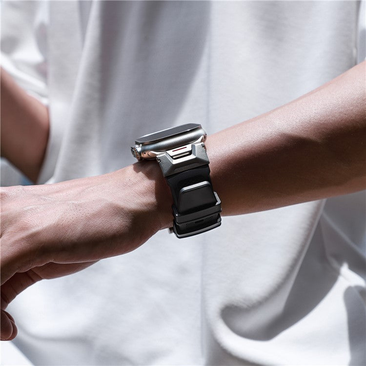 LEMONDA Watch Strap For Apple Watch Series 10 Ultra 9 8 7 SE 6 5 4 3 2 1 46mm 49mm 45mm 44mm 42mm Soft Rubber Sport Band - Black