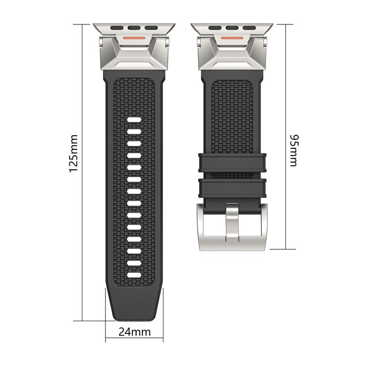 LEMONDA Watch Strap For Apple Watch Series 10 Ultra 9 8 7 SE 6 5 4 3 2 1 46mm 49mm 45mm 44mm 42mm Soft Rubber Sport Band - Black