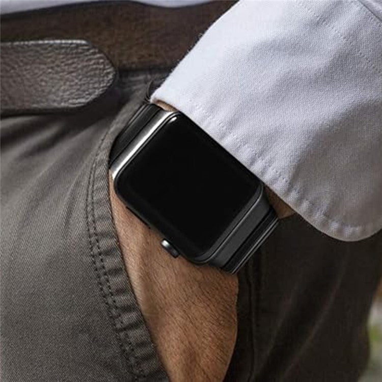 Watch Band For Apple Watch Series 10 9 8 7 SE 6 5 4 3 2 1 42mm 41mm 40mm 38mm 1-Bead Bamboo Link Stainless Steel Strap - Black