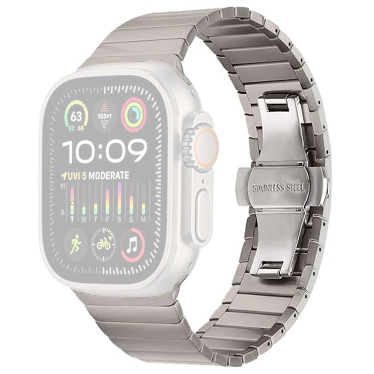 Watch Band For Apple Watch Series 10 9 8 7 SE 6 5 4 3 2 1 42mm 41mm 40mm 38mm 1-Bead Bamboo Link Stainless Steel Strap - Titanium