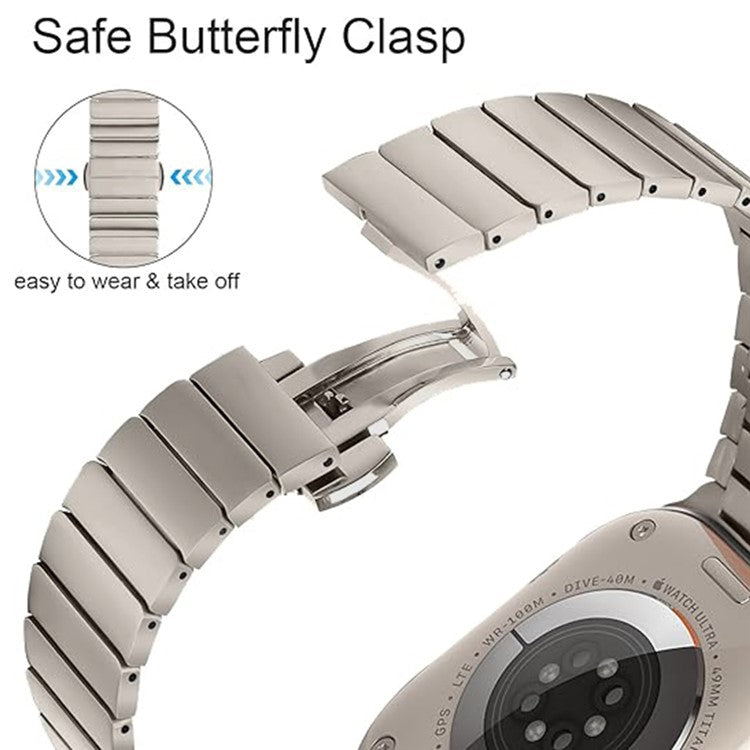 Watch Band For Apple Watch Series 10 9 8 7 SE 6 5 4 3 2 1 42mm 41mm 40mm 38mm 1-Bead Bamboo Link Stainless Steel Strap - Titanium