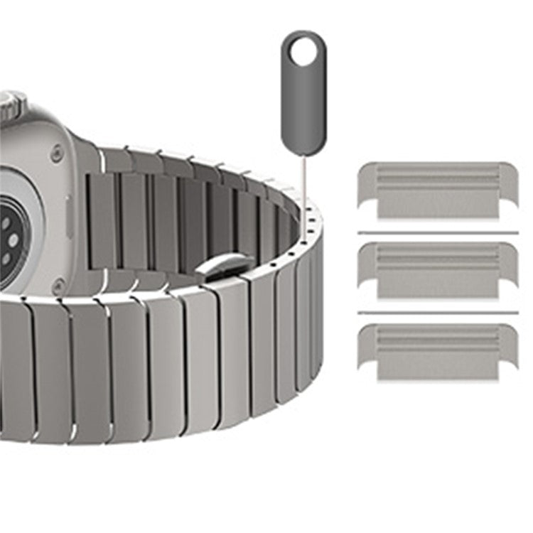 Watch Band For Apple Watch Series 10 9 8 7 SE 6 5 4 3 2 1 42mm 41mm 40mm 38mm 1-Bead Bamboo Link Stainless Steel Strap - Titanium