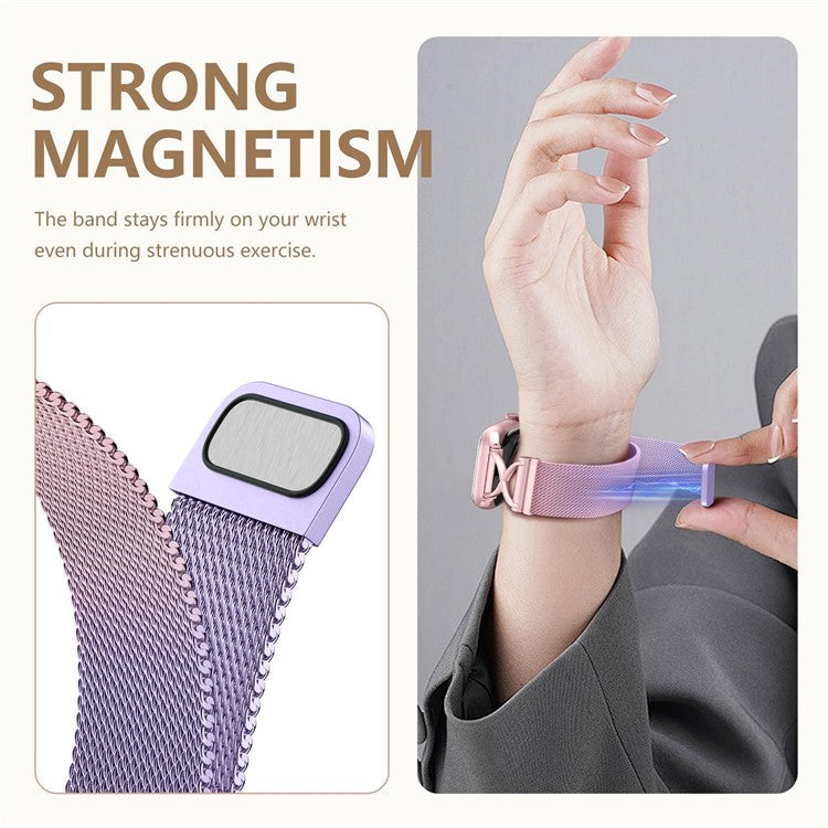 LEMONDA Size S Metal Strap for Apple Watch Series 10 Ultra 9 8 7 SE 6 5 4 3 2 1 46mm 49mm 45mm 44mm 42mm Milanese Watch Band - Gradient Rose Pink