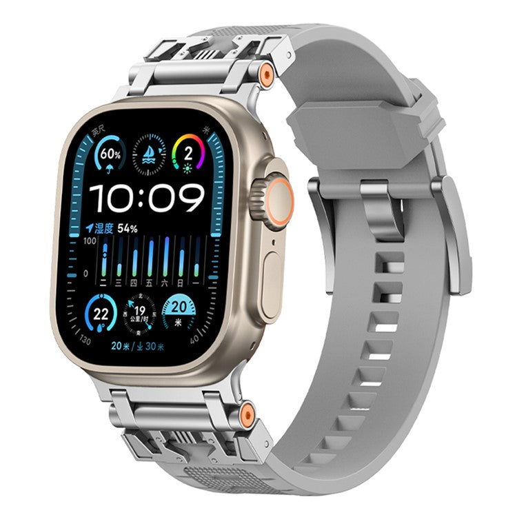 KALEBOL Armor TPU Watch Strap for Apple Watch Series 10 Ultra 9 8 7 SE 6 5 4 3 2 1 46mm 49mm 45mm 44mm 42mm Wrist Band - Silver+Grey