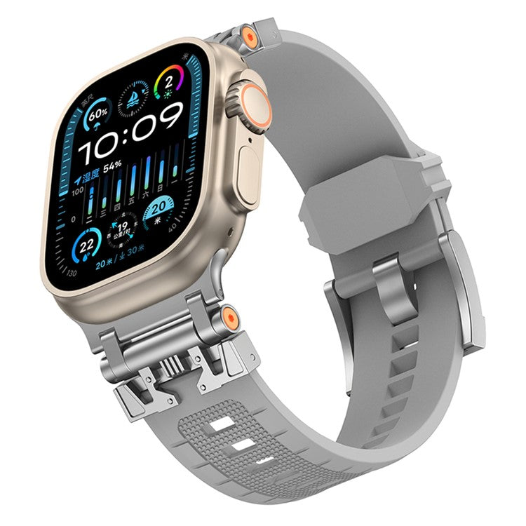 KALEBOL Armor TPU Watch Strap for Apple Watch Series 10 Ultra 9 8 7 SE 6 5 4 3 2 1 46mm 49mm 45mm 44mm 42mm Wrist Band - Silver+Grey