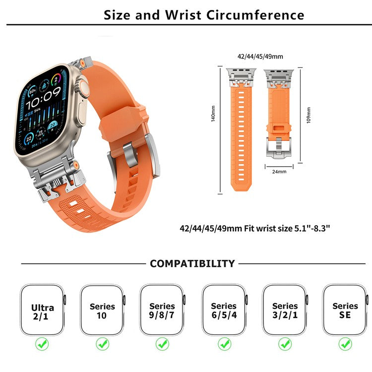 KALEBOL Armor TPU Watch Strap for Apple Watch Series 10 Ultra 9 8 7 SE 6 5 4 3 2 1 46mm 49mm 45mm 44mm 42mm Wrist Band - Silver+Grey