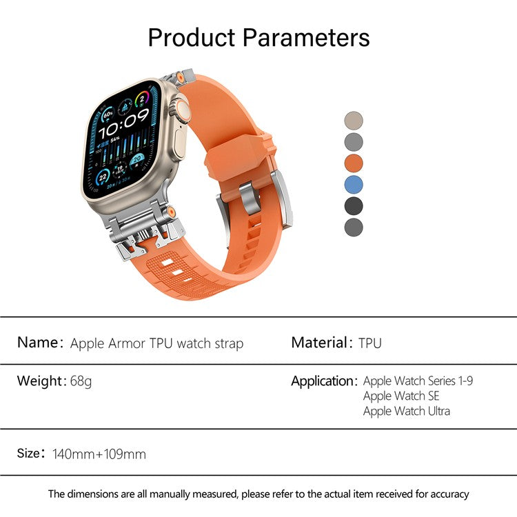 KALEBOL Armor TPU Watch Strap for Apple Watch Series 10 Ultra 9 8 7 SE 6 5 4 3 2 1 46mm 49mm 45mm 44mm 42mm Wrist Band - Silver+Grey