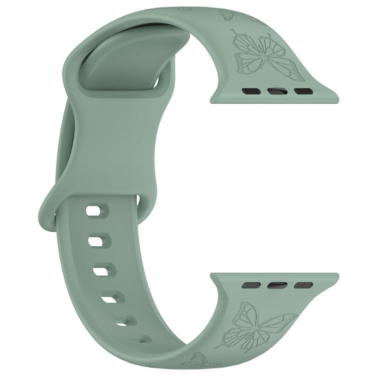 KALEBOL Butterfly Imprint Watch Strap for Apple Watch Series 10 Ultra 9 8 7 SE 6 5 4 3 2 1 46mm 49mm 45mm 44mm 42mm Silicone Band - Olive Green