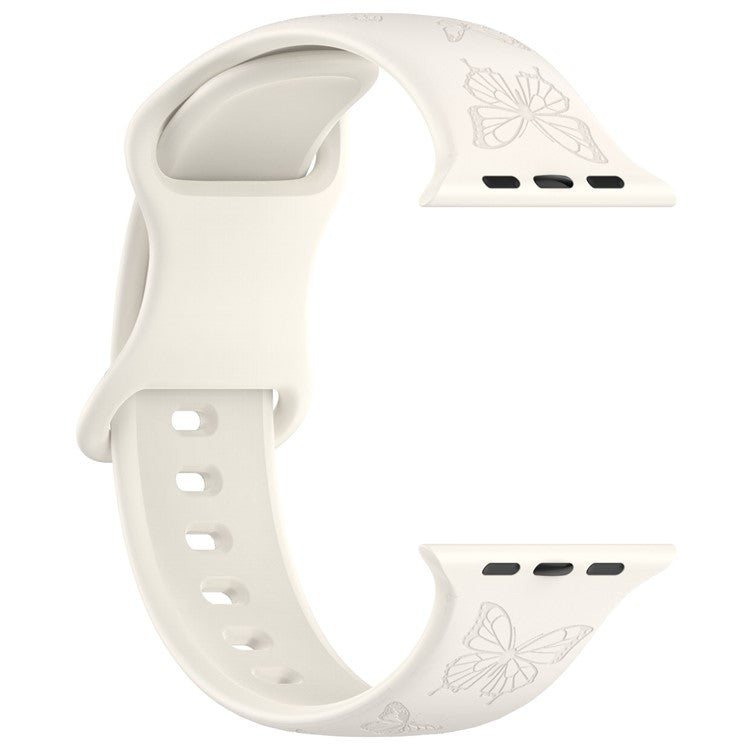 KALEBOL Butterfly Imprint Watch Strap for Apple Watch Series 10 Ultra 9 8 7 SE 6 5 4 3 2 1 46mm 49mm 45mm 44mm 42mm Silicone Band - Starlight