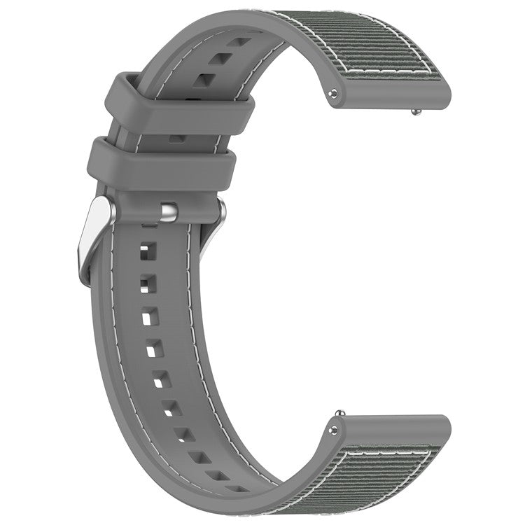 KALEBOL 22mm Silicone+Nylon Watch Band for Samsung Galaxy Watch3 45mm / Huawei Watch GT 4 46mm Wrist Strap - Grey