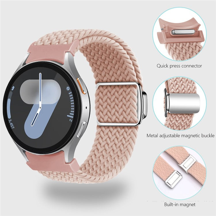 KALEBOL Magnetic Watch Strap for Samsung Galaxy Watch FE 40mm / Watch7 / 6 / 6 Classic / 5 / 5 Active / 5 Pro / 4 / 4 Classic / 4 Active Braided Band - Pink