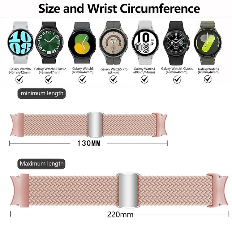 KALEBOL Magnetic Watch Strap for Samsung Galaxy Watch FE 40mm / Watch7 / 6 / 6 Classic / 5 / 5 Active / 5 Pro / 4 / 4 Classic / 4 Active Braided Band - Starlight