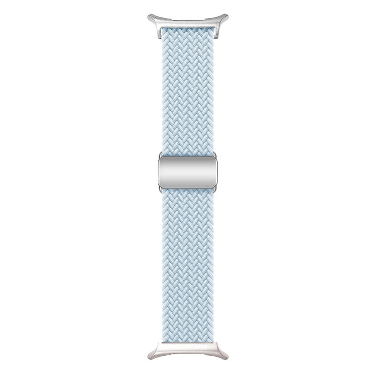 KALEBOL For Samsung Galaxy Watch Ultra 47mm Watch Strap Magnetic Buckle Braided Wrist Band - Mist Blue+Silver Buckle