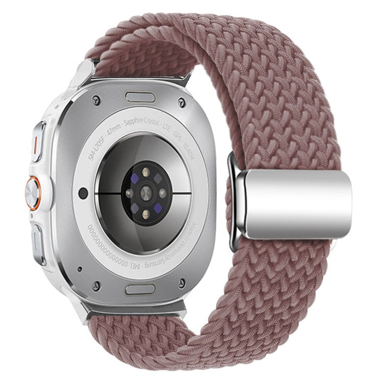 KALEBOL For Samsung Galaxy Watch Ultra 47mm Watch Strap Magnetic Buckle Braided Wrist Band - Smoke Purple+Silver Buckle