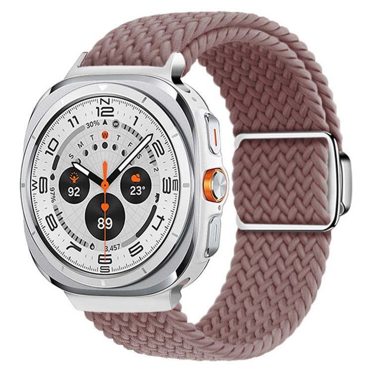 KALEBOL For Samsung Galaxy Watch Ultra 47mm Watch Strap Magnetic Buckle Braided Wrist Band - Smoke Purple+Silver Buckle