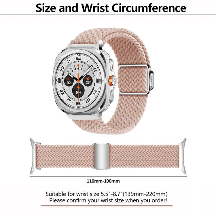 KALEBOL For Samsung Galaxy Watch Ultra 47mm Watch Strap Magnetic Buckle Braided Wrist Band - Smoke Purple+Silver Buckle