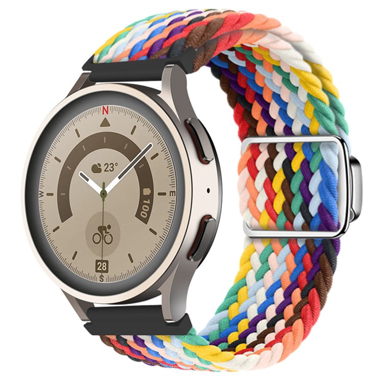 KALEBOL 22mm Magnetic Watch Strap for Samsung Galaxy Watch3 45mm / Huawei Watch GT 5 46mm / GT 5 Pro 46mm Nylon Band - Official Rainbow