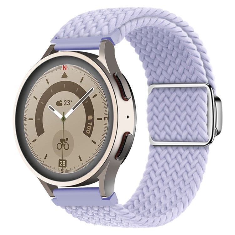 KALEBOL 20mm Magnetic Watch Strap for Samsung Galaxy Watch6 Classic 43mm / 47mm / Huawei Watch GT 4 41mm Nylon Band - Misty Purple