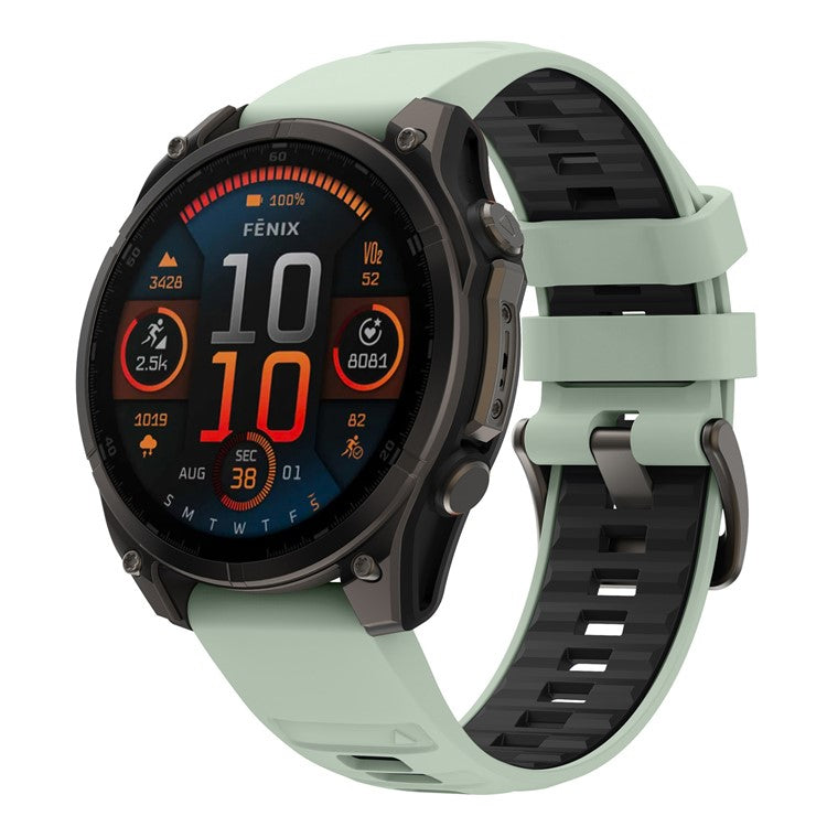 KALEBOL QuickFit 22mm Watch Strap for Garmin Fenix 7 Pro / 7 / 6 Pro Dual Color Silicone Wrist Band - Mint Green+Black