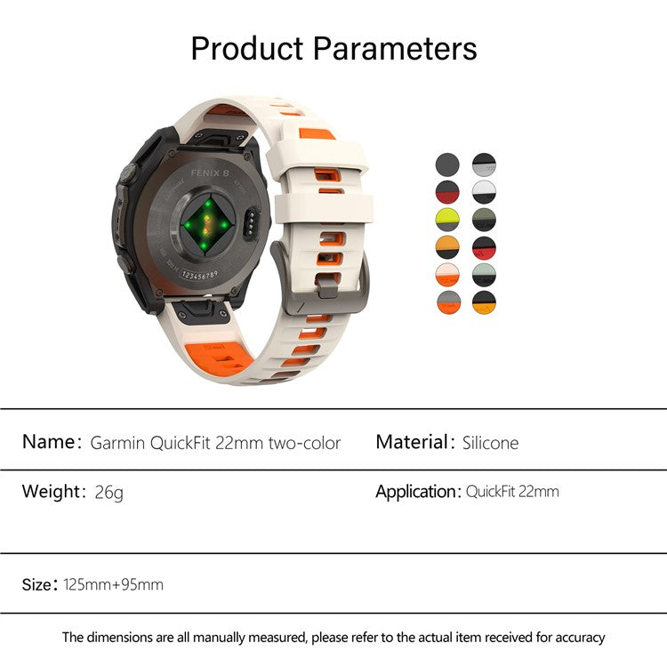 KALEBOL QuickFit 22mm Watch Strap for Garmin Fenix 7 Pro / 7 / 6 Pro Dual Color Silicone Wrist Band - Mint Green+Black