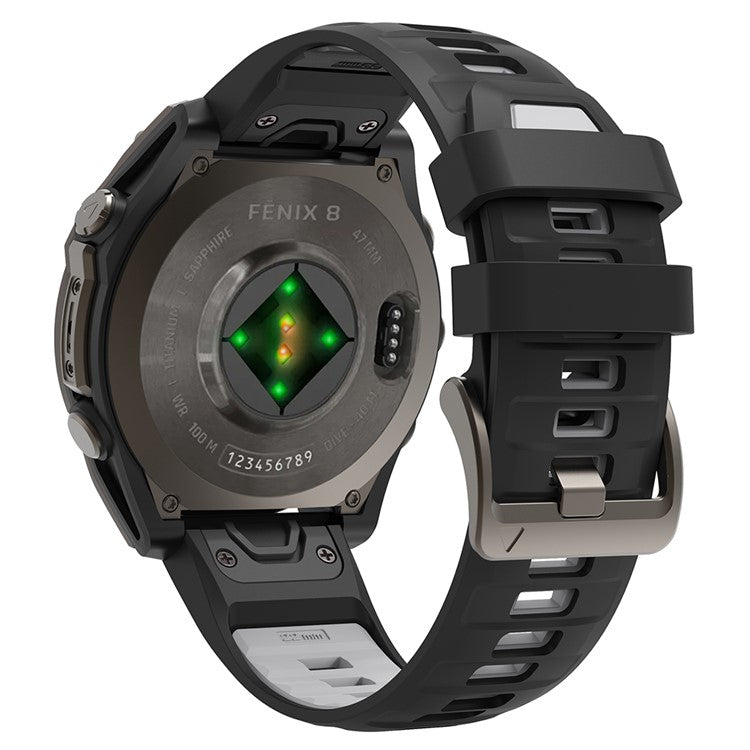 KALEBOL QuickFit 22mm Watch Strap for Garmin Fenix 7 Pro / 7 / 6 Pro Dual Color Silicone Wrist Band - Black+Grey