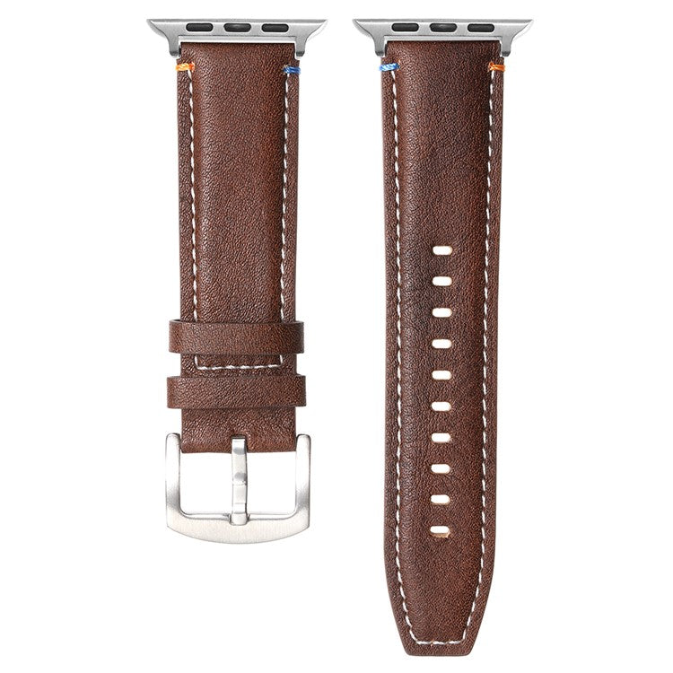 KALEBOL Genuine Cow Leather Watch Strap for Apple Watch Series 10 9 8 7 SE 6 5 4 3 2 1 42mm 41mm 40mm 38mm Wrist Band - Crazy Horse Texture Coffee