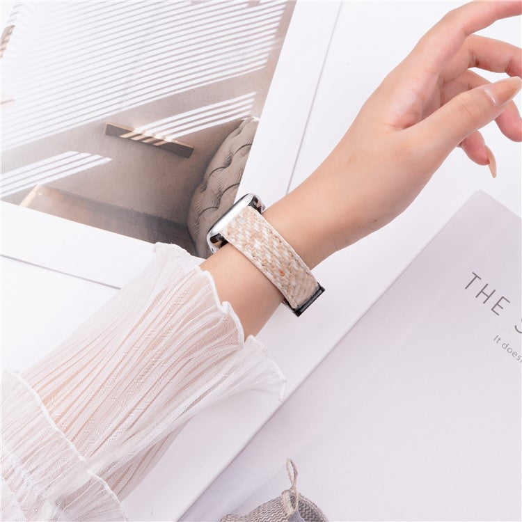 Genuine Cow Leather+Wool Watch Band for Apple Watch Series 10 Ultra 9 8 7 SE 6 5 4 3 2 1 46mm 49mm 45mm 44mm 42mm Wrist Strap - Yellow