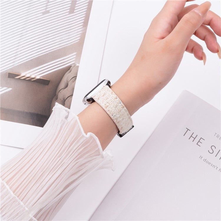 Genuine Cow Leather+Wool Watch Band for Apple Watch Series 10 Ultra 9 8 7 SE 6 5 4 3 2 1 46mm 49mm 45mm 44mm 42mm Wrist Strap - Beige