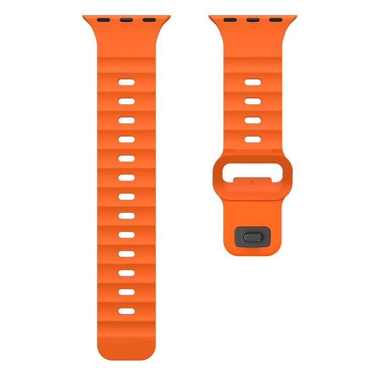 Fluorubber Watch Strap for Apple Watch Series 10 Ultra 9 8 7 SE 6 5 4 3 2 1 46mm 49mm 45mm 44mm 42mm Wave Band - Orange