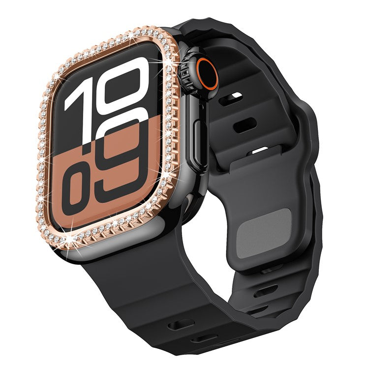 Fluorubber Watch Strap for Apple Watch Series 10 Ultra 9 8 7 SE 6 5 4 3 2 1 46mm 49mm 45mm 44mm 42mm Wave Band - Black