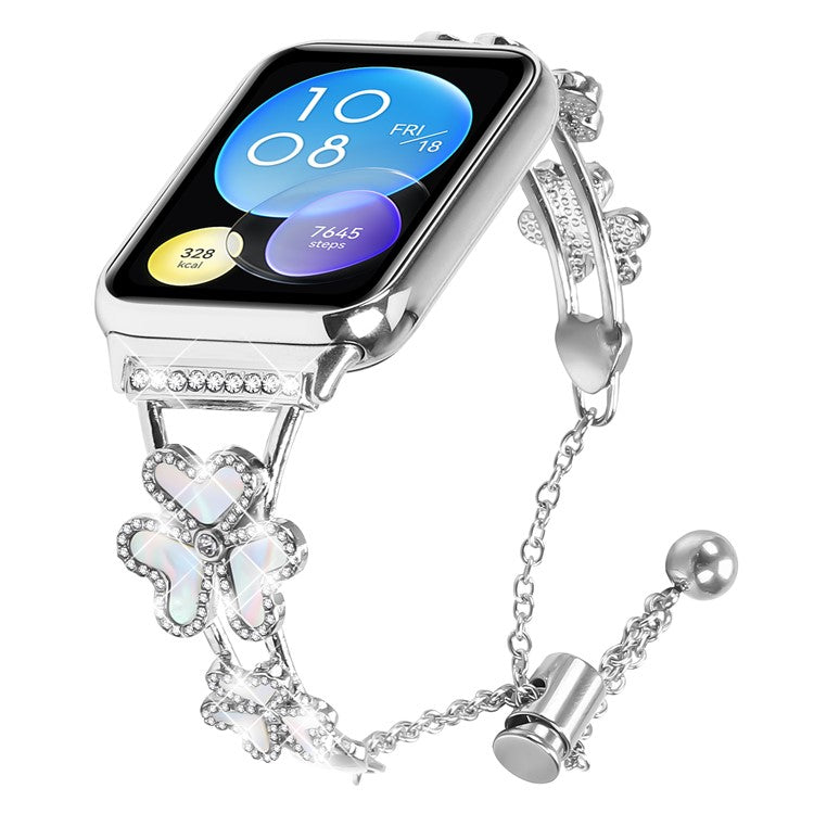 Metal Band For Xiaomi Redmi Watch 4 Heart Clover Decor Watch Strap Replacement - Silver