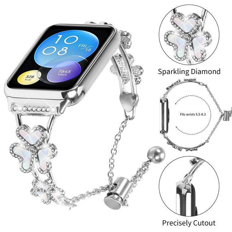 Metal Band For Xiaomi Redmi Watch 4 Heart Clover Decor Watch Strap Replacement - Silver