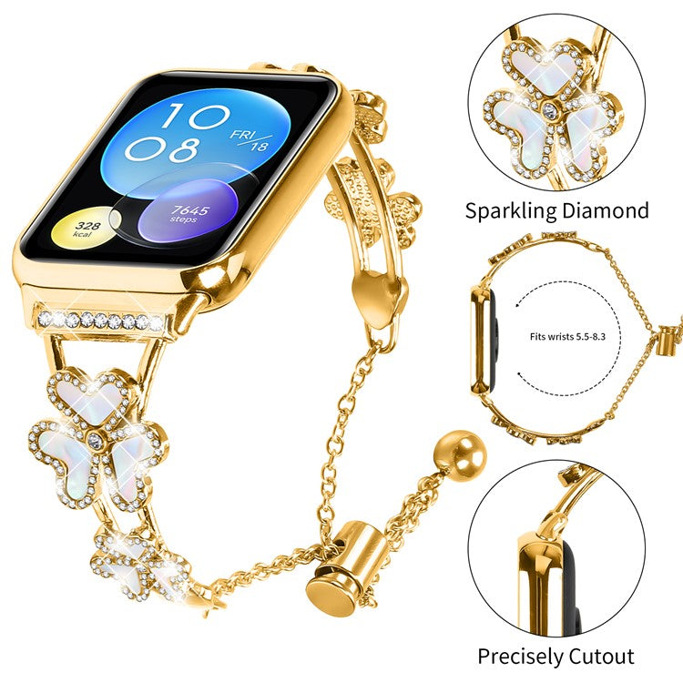 Metal Band Heart Clover Decor For Xiaomi Redmi Watch 4 Watch Bracelet Replacement - Gold