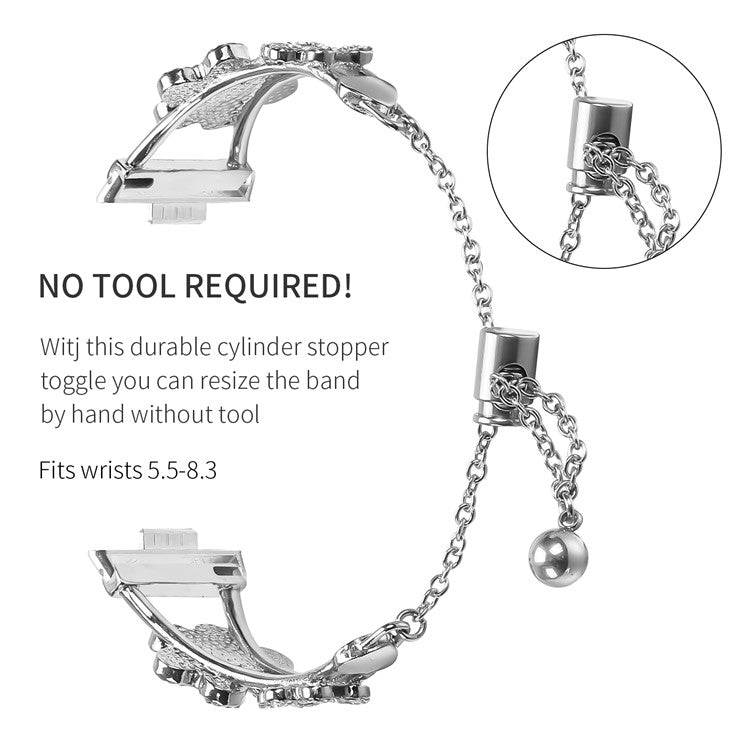 Metal Band For Huawei Watch Fit 3 Heart Clover Decor Watch Strap Replacement - Silver