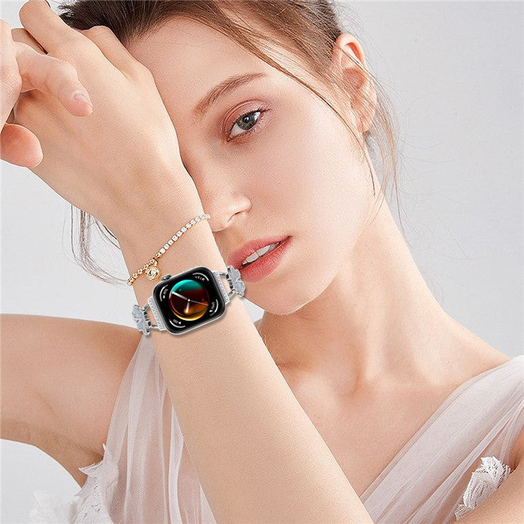 Metal Band For Huawei Watch Fit 3 Heart Clover Decor Watch Strap Replacement - Silver