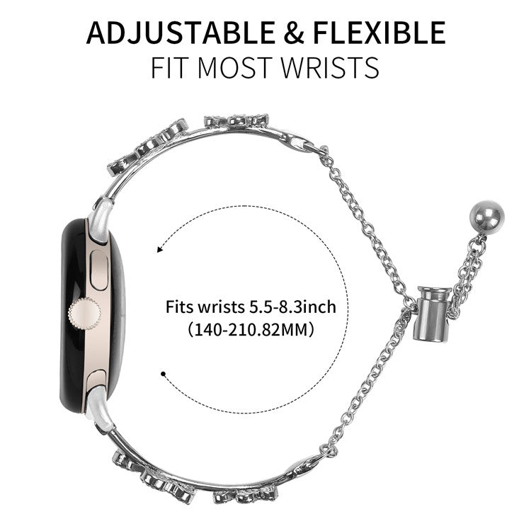 Metal Band For Google Pixel Watch 3 41mm / Pixel Watch 2 / Pixel Watch Heart Clover Decor Watch Strap - Silver