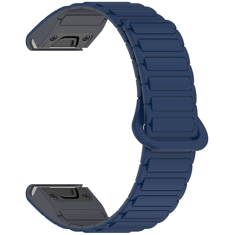 20mm Magnetic Watch Band for Garmin Fenix 8 43mm / Descent MK3 Quick Release Soft Silicone Strap - Midnight Blue+Grey