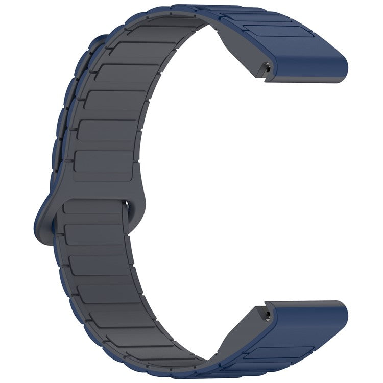20mm Magnetic Watch Band for Garmin Fenix 8 43mm / Descent MK3 Quick Release Soft Silicone Strap - Midnight Blue+Grey