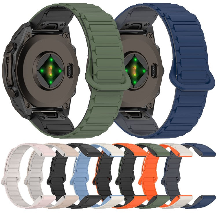 20mm Magnetic Watch Band for Garmin Fenix 8 43mm / Descent MK3 Quick Release Soft Silicone Strap - Midnight Blue+Grey