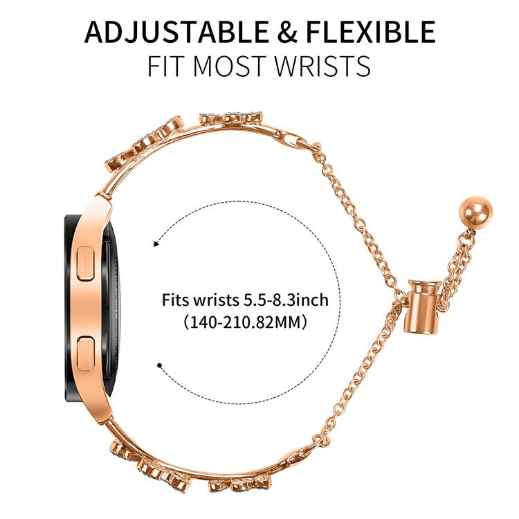 Metal Band Heart Clover Decor For Samsung Galaxy Watch4 Classic 46mm / 42mm Watch Bracelet Replacement - Rose Gold