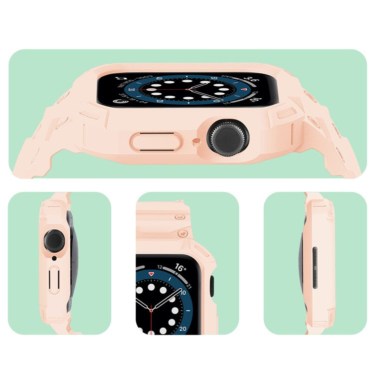 For Apple Watch Series 10 42mm Strap Soft TPU Watch Band with Integrated Watch Case - Pink
